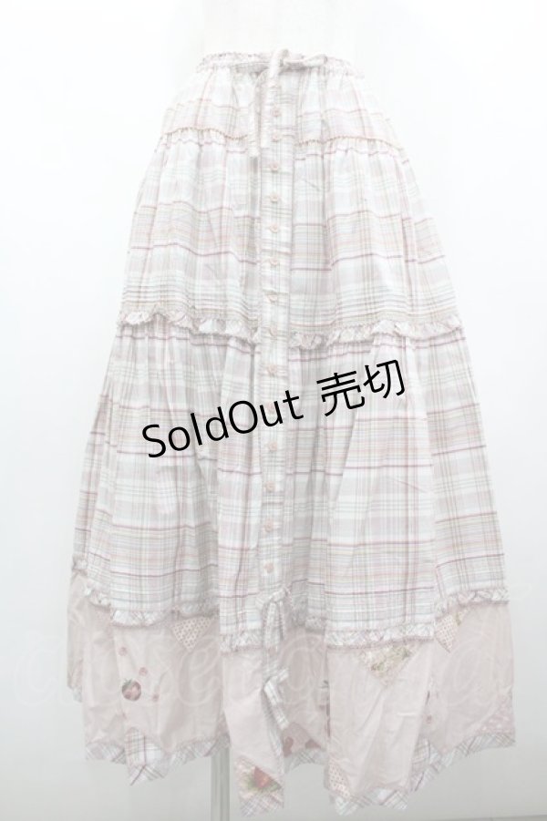 画像1: PINK HOUSE / 苺刺繍パッチワークスカート  ピンク I-26-02-18-083-LO-SK-SA-ZI (1)