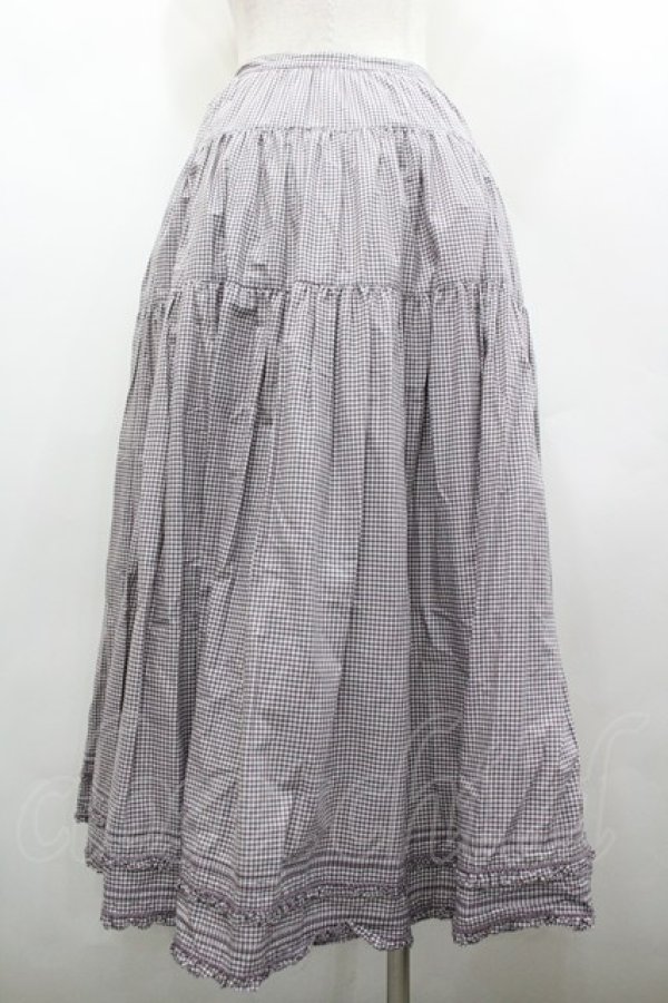 画像2: WONDERFUL WORLD / ギンガムチェック前開きスカート  グレージュ I-26-02-18-084-LO-SK-SA-ZI (2)