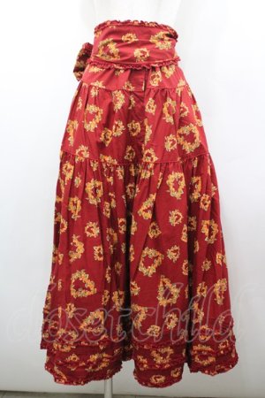 画像: WONDERFUL WORLD / ハートリースptサッシュ付きスカート  レッド I-26-02-18-090-LO-SK-SA-ZI