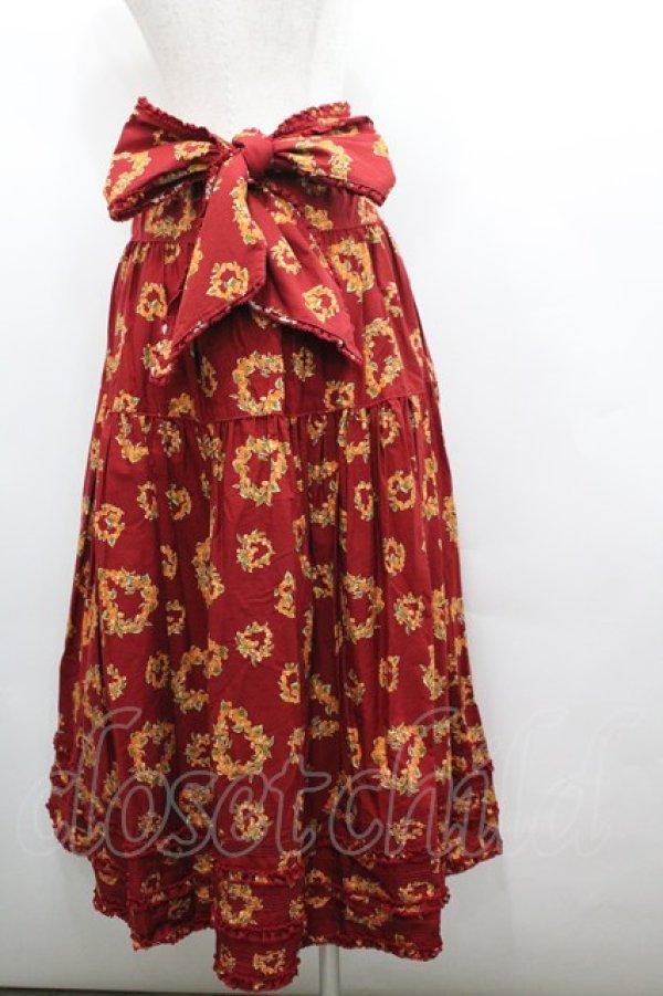 画像3: WONDERFUL WORLD / ハートリースptサッシュ付きスカート  レッド I-26-02-18-090-LO-SK-SA-ZI (3)