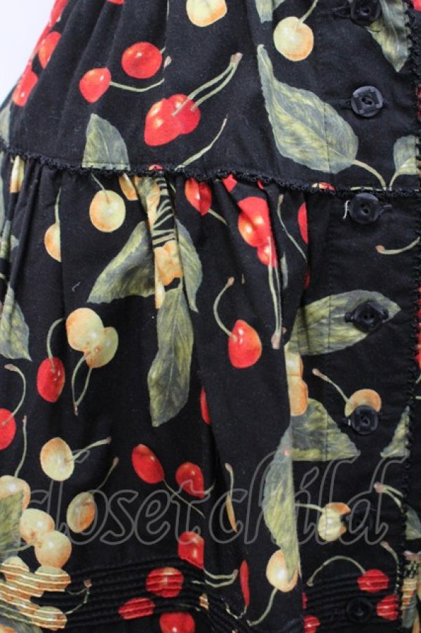 画像2: WONDERFUL WORLD / チェリーpt前開きスカート  ブラック I-26-02-18-091-LO-SK-SA-ZI (2)