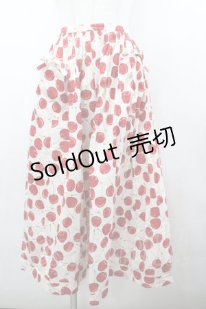 画像: PINK HOUSE / さくらんぼプリントスカート  白Ｘ赤 I-26-02-18-098-LO-SK-SA-ZI