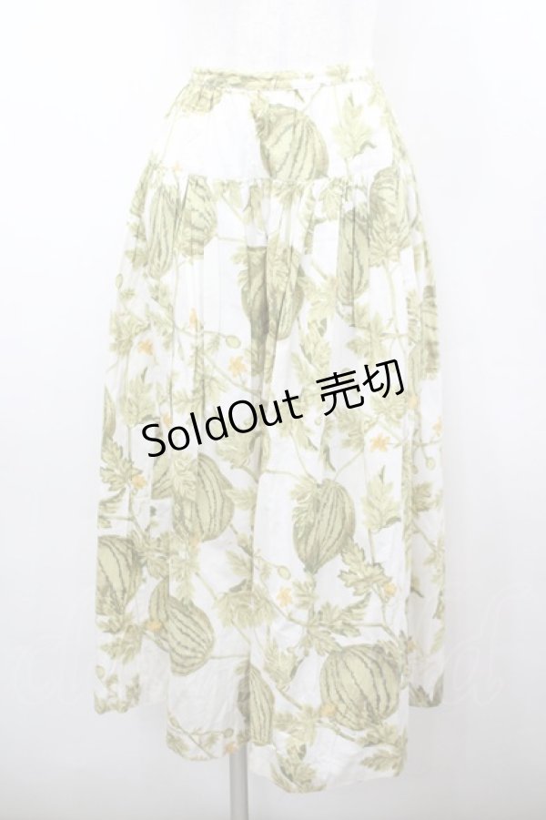 画像1: PINK HOUSE / スイカプリントスカート  白Ｘ緑 I-26-02-18-099-LO-SK-SA-ZI (1)