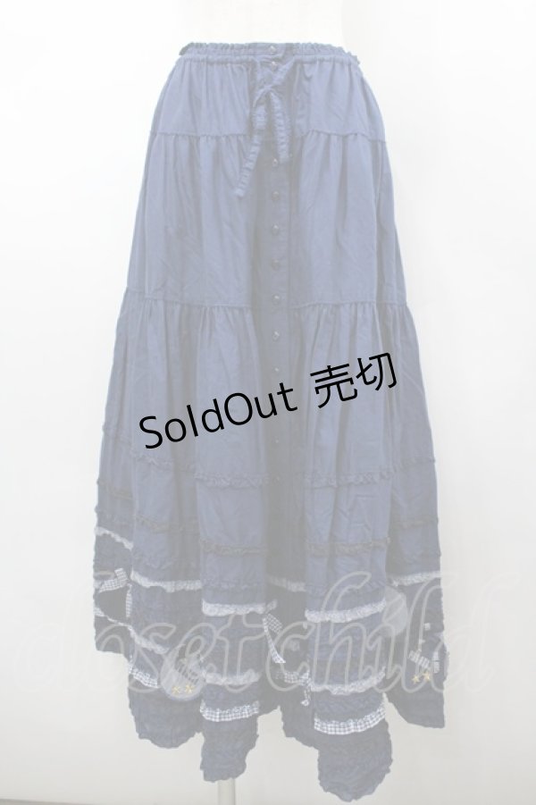 画像1: PINK HOUSE / オーナメントワッペンつきローンスカート  ネイビー I-26-02-18-101-LO-SK-SA-ZI (1)