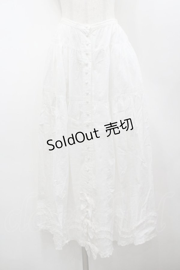 画像2: WONDERFUL WORLD / 裾5つリボン前開きスカート  ホワイト I-26-02-18-109-LO-SK-SA-ZI (2)