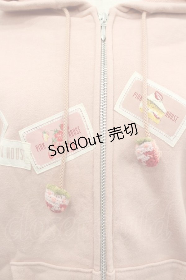 画像2: PINK HOUSE / ショートケーキゼッケン付きジップアップパーカー L ピンク I-26-02-18-011-LO-TO-SA-ZI (2)