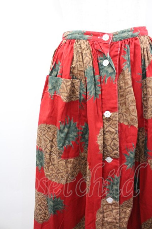 画像2: PINK HOUSE / パイナップルプリントスカート  赤Ｘブラウン I-26-02-18-111-LO-SK-SA-ZI (2)