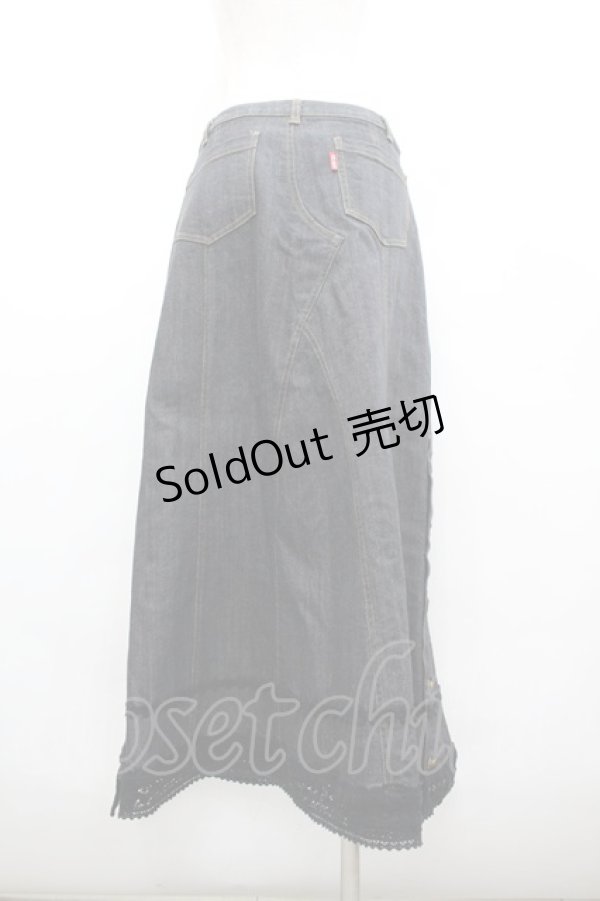 画像3: PINK HOUSE / 裾サイドボタンデニムスカート L ブラック I-26-02-18-112-LO-SK-SA-ZI (3)