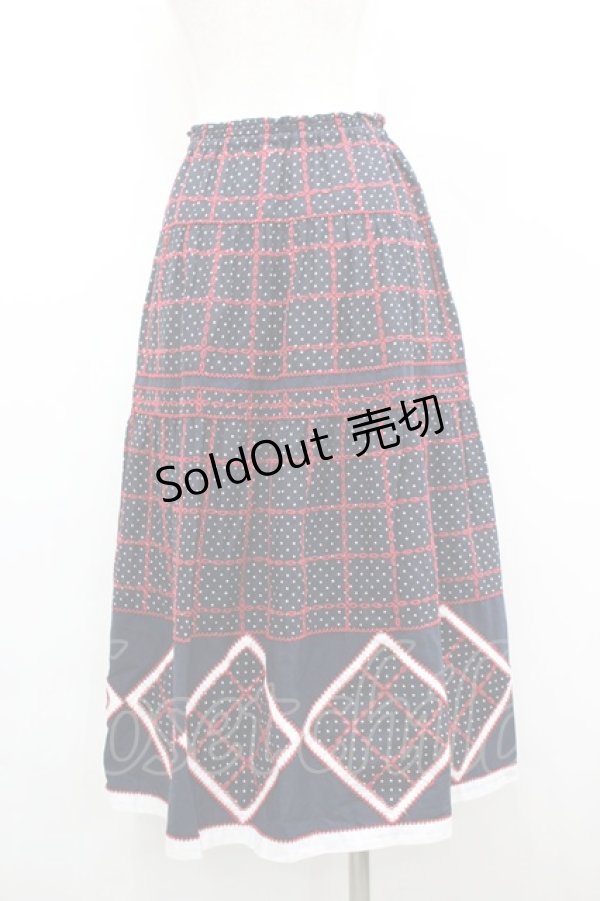 画像3: PINK HOUSE / 水玉×刺 パッチワークスカート  ネイビー I-26-02-18-113-LO-SK-SA-ZI (3)