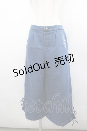 画像: axes femme / フリルレースアップワイドパンツ M 青デニム I-26-02-18-117-AX-PA-SA-ZI