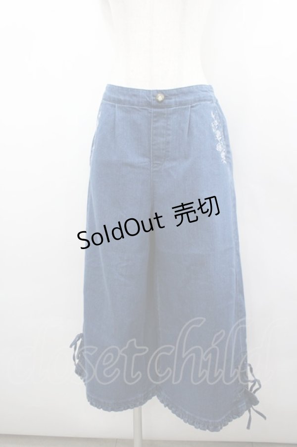 画像1: axes femme / フリルレースアップワイドパンツ M 青デニム I-26-02-18-117-AX-PA-SA-ZI (1)