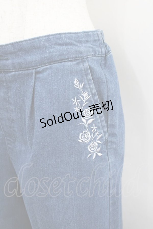 画像2: axes femme / フリルレースアップワイドパンツ M 青デニム I-26-02-18-117-AX-PA-SA-ZI (2)