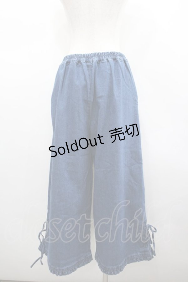 画像3: axes femme / フリルレースアップワイドパンツ M 青デニム I-26-02-18-117-AX-PA-SA-ZI (3)