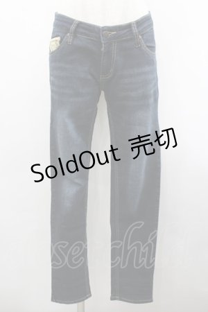 画像: axes femme / レースパールデザインデニムパンツ  青デニム I-26-02-18-118-AX-PA-SA-ZI