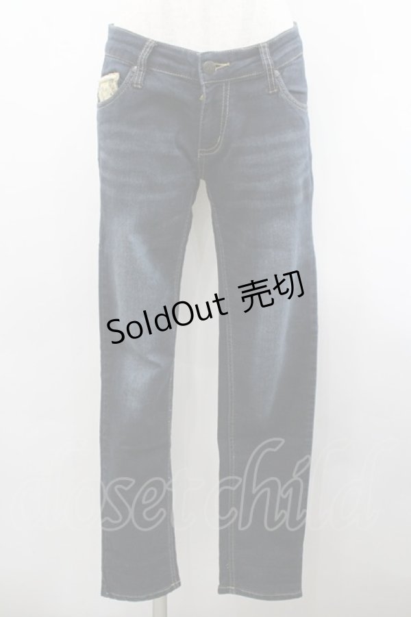 画像1: axes femme / レースパールデザインデニムパンツ  青デニム I-26-02-18-118-AX-PA-SA-ZI (1)