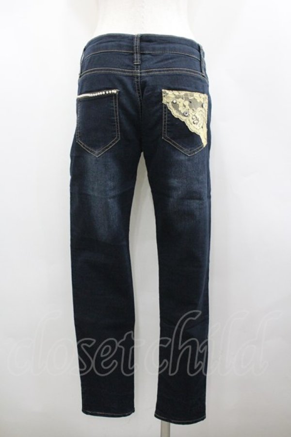 画像3: axes femme / レースパールデザインデニムパンツ  青デニム I-26-02-18-118-AX-PA-SA-ZI (3)