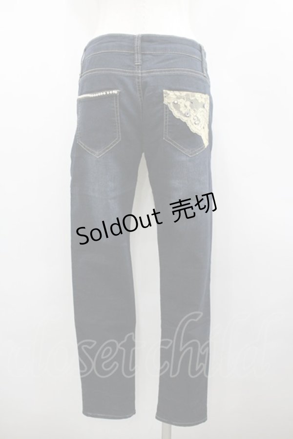 画像3: axes femme / レースパールデザインデニムパンツ  青デニム I-26-02-18-118-AX-PA-SA-ZI (3)