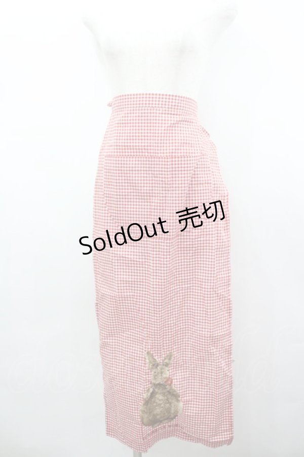 画像1: WONDERFUL WORLD / だるまうさきギンガムチェックサロンエプロン  レッド I-26-02-18-123-LO-ZA-SA-ZI (1)
