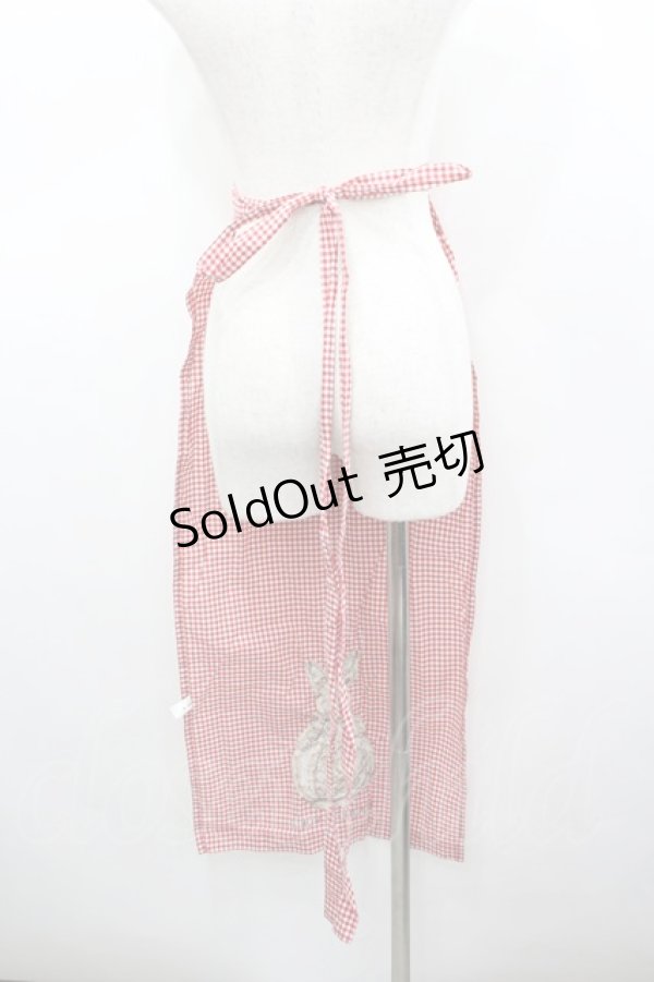 画像3: WONDERFUL WORLD / だるまうさきギンガムチェックサロンエプロン  レッド I-26-02-18-123-LO-ZA-SA-ZI (3)