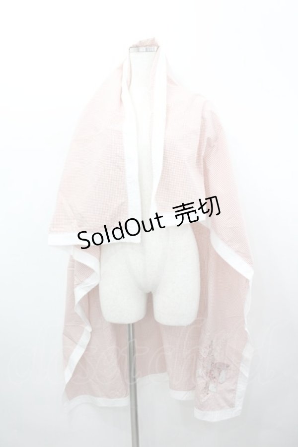 画像1: WONDERFUL WORLD / うさぎ刺 ギンガムチェック大判スカーフ  ピンク I-26-02-18-124-LO-ZA-SA-ZI (1)