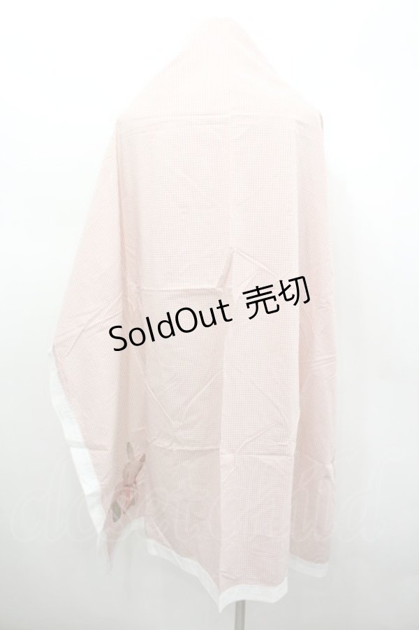 画像2: WONDERFUL WORLD / うさぎ刺 ギンガムチェック大判スカーフ  ピンク I-26-02-18-124-LO-ZA-SA-ZI (2)