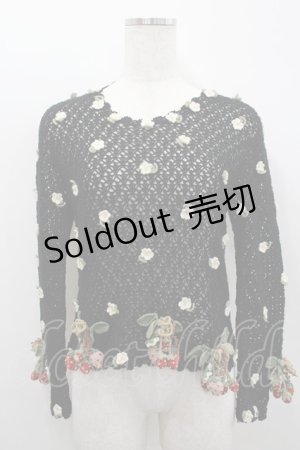 画像: WONDERFUL WORLD / 苺ニットモチーフプルオーバー  ブラック I-26-02-18-014-LO-TO-SA-ZI