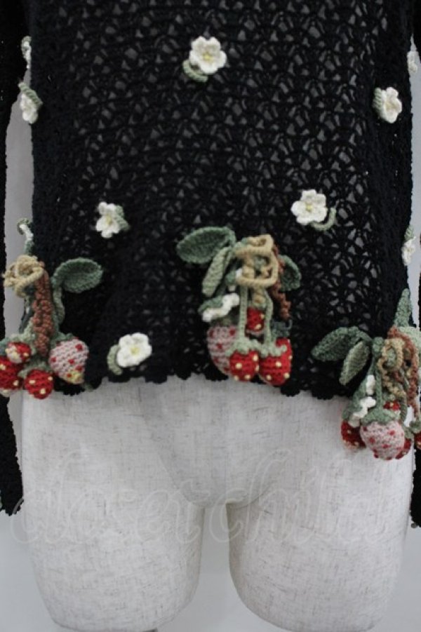 画像2: WONDERFUL WORLD / 苺ニットモチーフプルオーバー  ブラック I-26-02-18-014-LO-TO-SA-ZI (2)