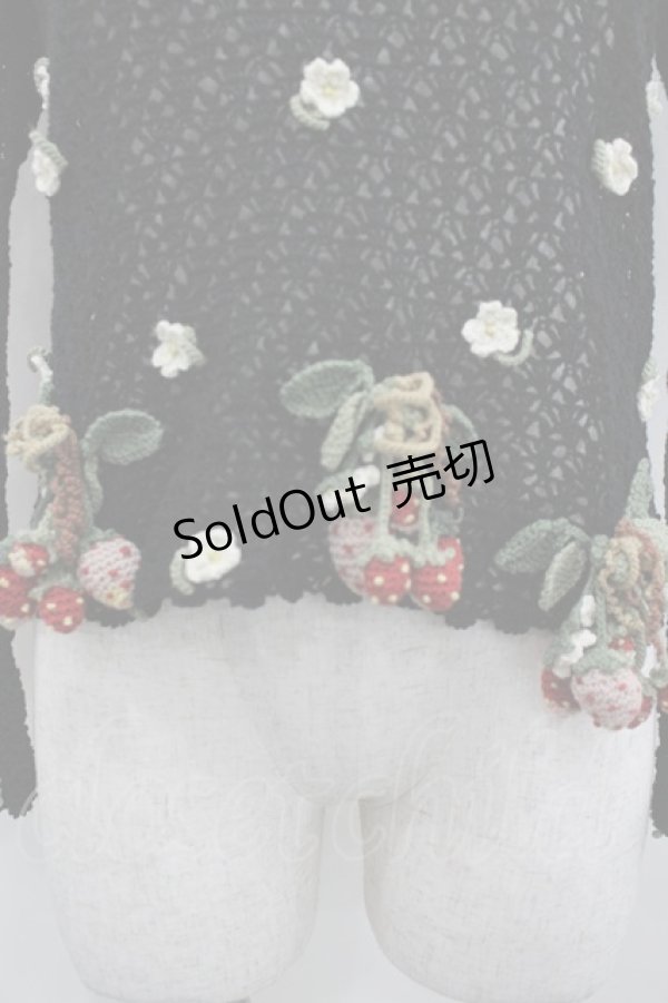 画像2: WONDERFUL WORLD / 苺ニットモチーフプルオーバー  ブラック I-26-02-18-014-LO-TO-SA-ZI (2)