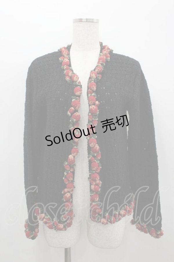 画像1: WONDERFUL WORLD / 苺編みぐるみカーディガン  ブラック I-26-02-18-015-LO-TO-SA-ZI (1)