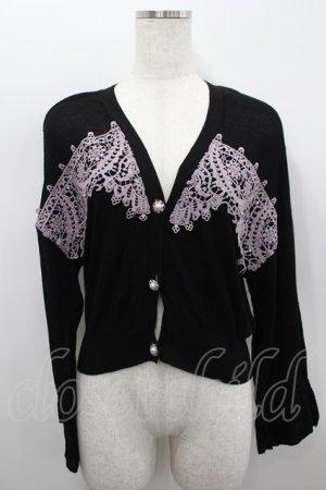 画像: axes femme / モチーフレースショートカーデ  黒Ｘ紫 I-26-02-18-016-AX-TO-SA-ZI