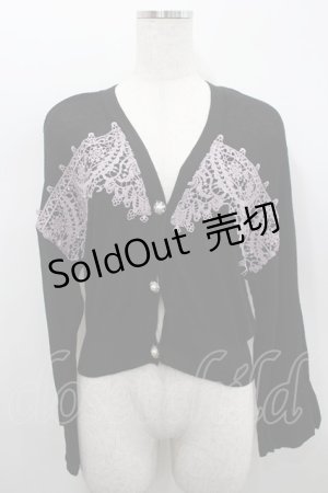 画像: axes femme / モチーフレースショートカーデ  黒Ｘ紫 I-26-02-18-016-AX-TO-SA-ZI