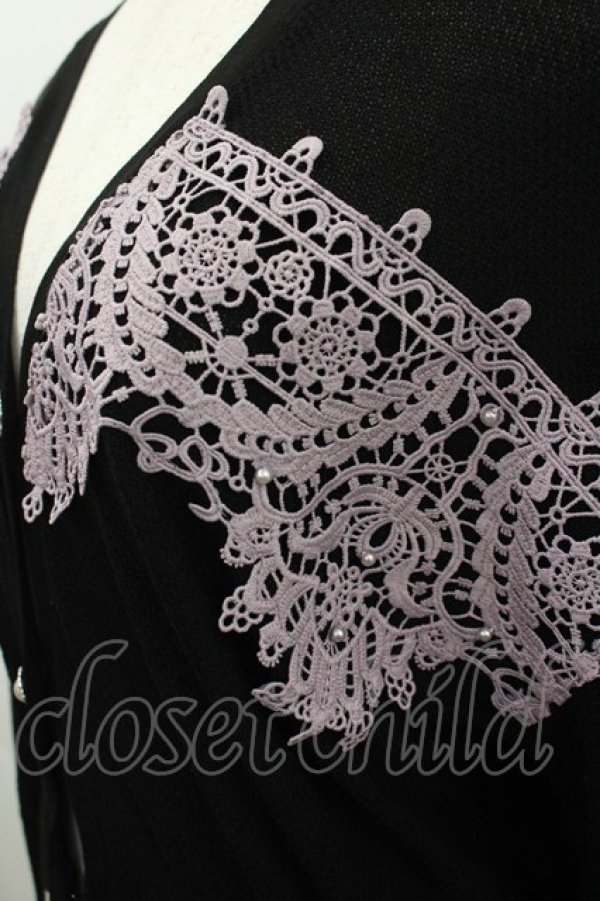 画像2: axes femme / モチーフレースショートカーデ  黒Ｘ紫 I-26-02-18-016-AX-TO-SA-ZI (2)