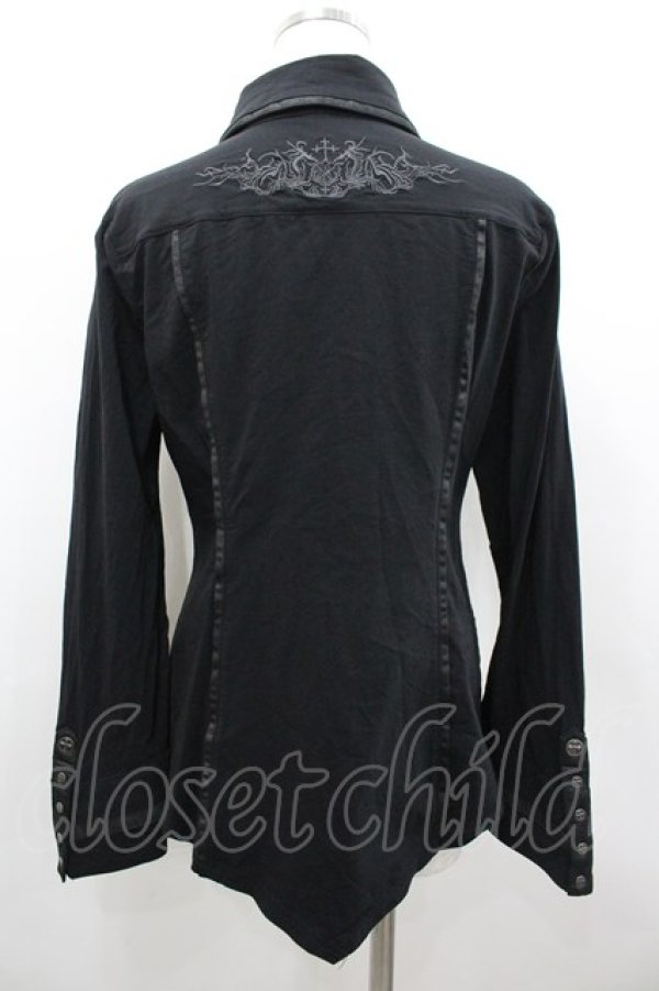 画像2: Ozz Croce / クロススナップボタンシャツ  黒ｘシルバー I-26-02-18-018-OO-BL-SA-ZI (2)