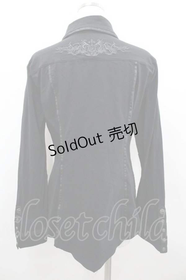 画像2: Ozz Croce / クロススナップボタンシャツ  黒ｘシルバー I-26-02-18-018-OO-BL-SA-ZI (2)