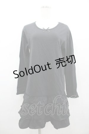 画像: PINK HOUSE / 裾4段フリル長袖ワンピース  黒 I-26-02-18-019-LO-JA-SA-ZI