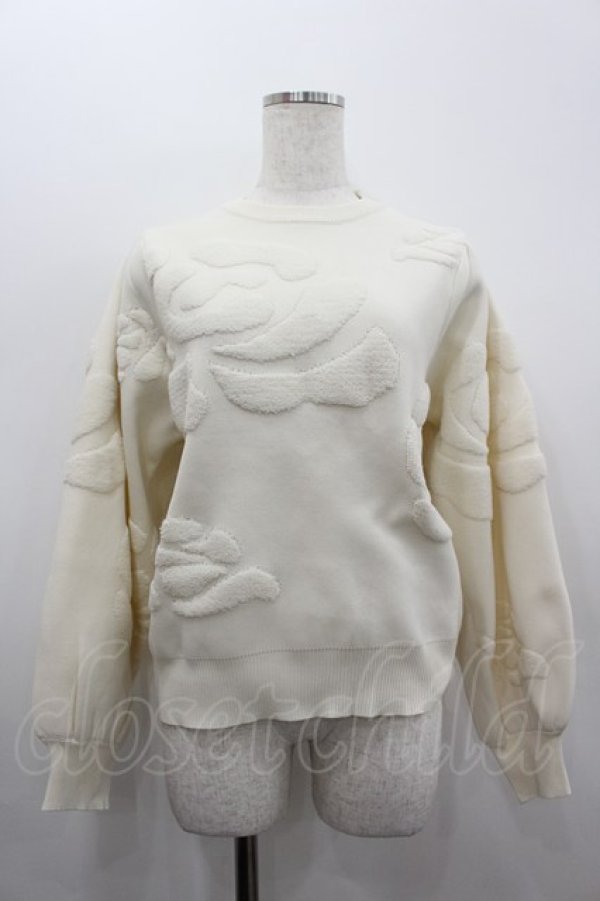 画像1: axes femme / 薔薇モチーフニットトップス  白 I-26-02-18-020-AX-TO-SA-ZI (1)