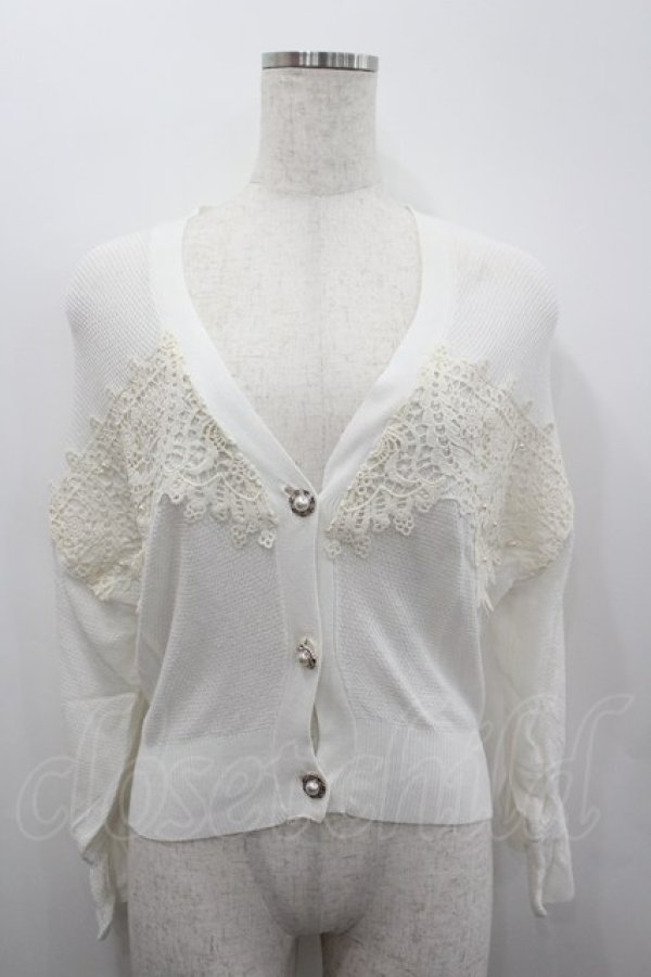 画像1: axes femme / モチーフレースショートカーデ M 白 I-26-02-18-021-AX-TO-SA-ZI (1)