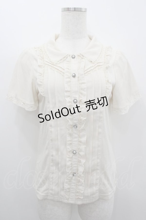 画像1: axes femme / フリルブラウス風半袖プルオーバー  生成り I-26-02-18-025-AX-TO-SA-ZI (1)