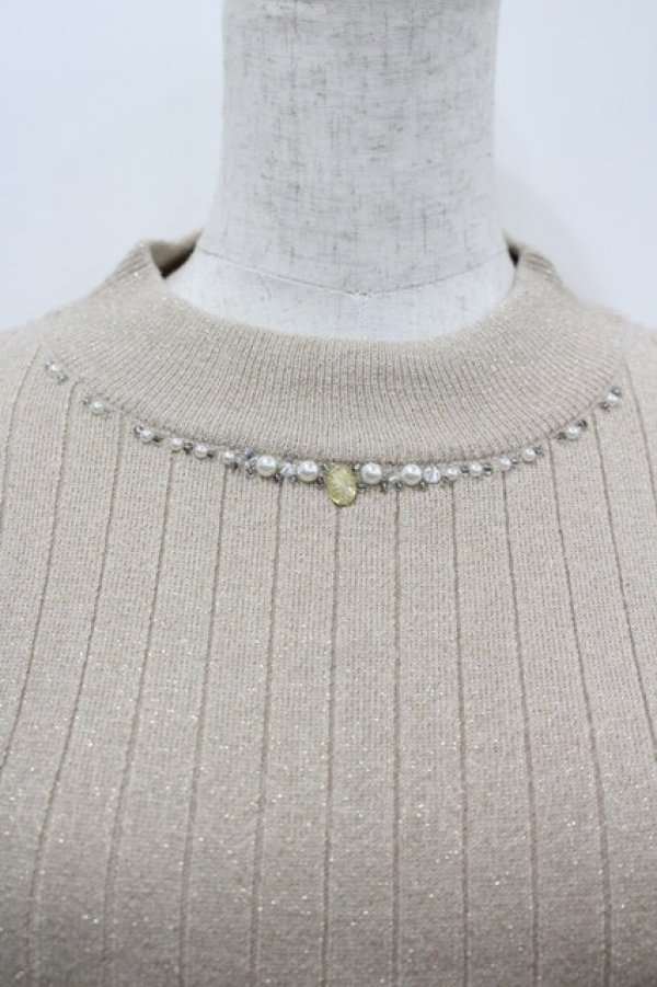 画像2: axes femme / ビジューニットインナープルオーバー  アイボリー I-26-02-18-027-AX-TO-SA-ZI (2)