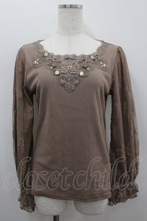 画像1: axes femme / ローズガーデン×蝶レースプルオーバー M モカ I-26-02-18-028-AX-TO-SA-ZI (1)