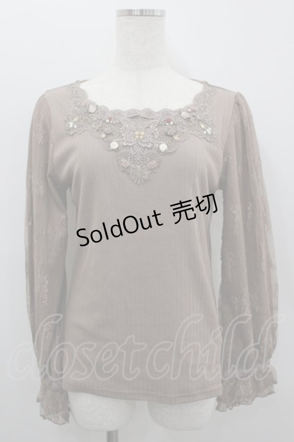 画像1: axes femme / ローズガーデン×蝶レースプルオーバー M モカ I-26-02-18-028-AX-TO-SA-ZI (1)