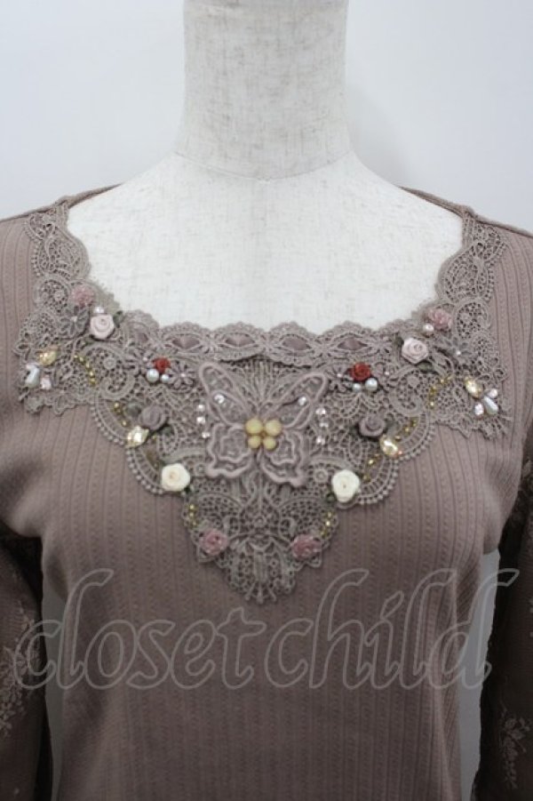 画像2: axes femme / ローズガーデン×蝶レースプルオーバー M モカ I-26-02-18-028-AX-TO-SA-ZI (2)