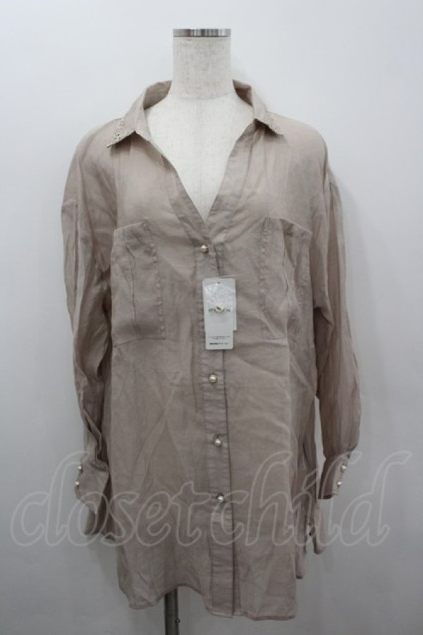 画像1: axes femme / シアー素材シャツ M ベージュ I-26-02-18-029-AX-BL-SA-ZI (1)