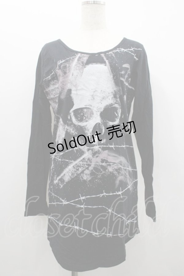 画像1: CIVARIZE / スカルプリントカットソー  黒Ｘ白 I-26-02-20-032-GO-TO-SA-ZI (1)