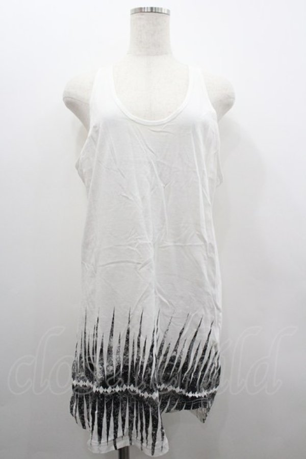 画像1: CIVARIZE / 裾プリントロングタンク 46 白Ｘ黒 I-26-02-20-034-GO-TO-SA-ZI (1)