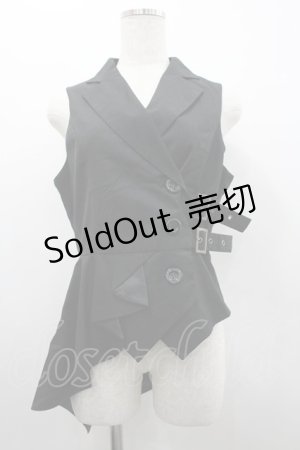 画像: PEACE NOW / アシンメトリーサイドベルトベスト  黒 I-26-02-20-036-PU-JA-SA-ZI