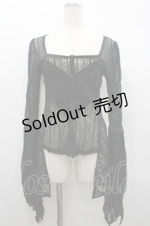 画像: h.naoto Blood / 総レース切替ロングスリーブカーディガン  ブラック I-26-02-20-037-HN-TO-SA-ZI