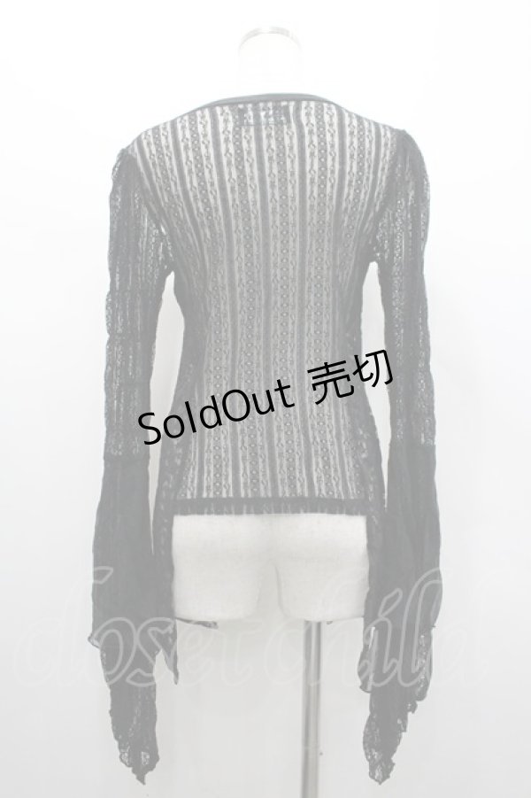 画像2: h.naoto Blood / 総レース切替ロングスリーブカーディガン  ブラック I-26-02-20-037-HN-TO-SA-ZI (2)