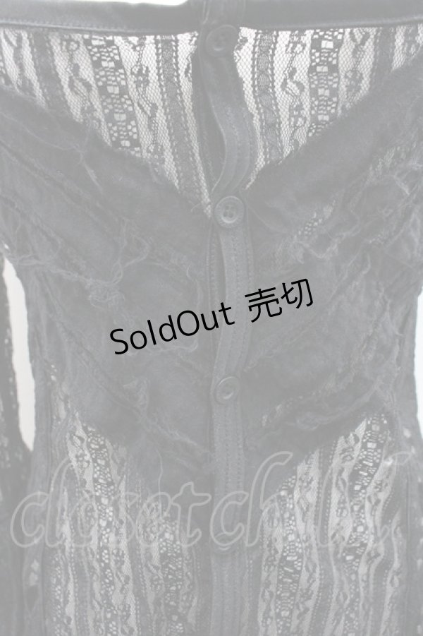 画像3: h.naoto Blood / 総レース切替ロングスリーブカーディガン  ブラック I-26-02-20-037-HN-TO-SA-ZI (3)