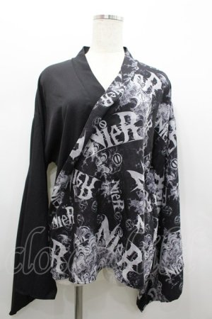 画像: NieR Clothing / 着物袖切替カットソー  黒ｘグレー I-26-02-20-039-PU-TO-SA-ZI